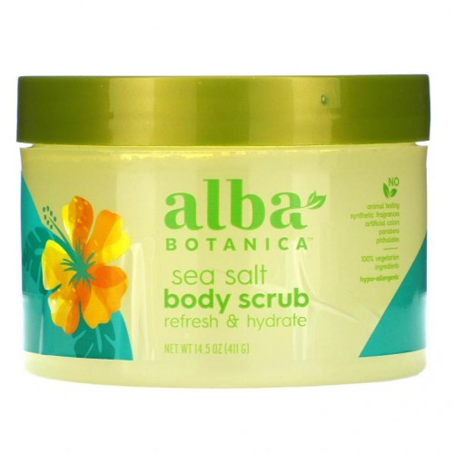 Alba Botanica, 바다소금 바디 스크럽, 411g(14.5oz)