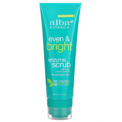 Alba Botanica, 이븐 앤 브라이트, 스위스 알파인 복합체 함유 효소 스크럽, 113g(4oz)