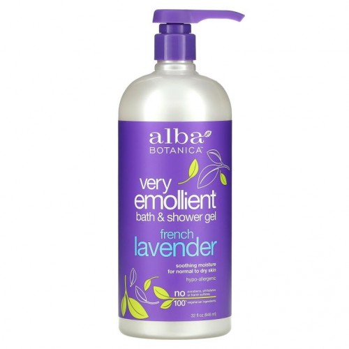 Alba Botanica, Very Emollient, 목욕 및 샤워 젤, 프렌치 라벤더, 946ml(32fl oz)