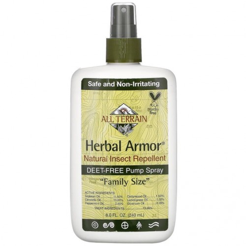 All Terrain, Herbal Armor, 천연 벌레 기피제, DEET 무함유 펌프 스프레이, 240ml(8.0fl oz)