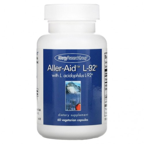 Allergy Research Group, Aller-Aid L-92 with L. Acidophilus L-92, 60 베지테리언 캡슐