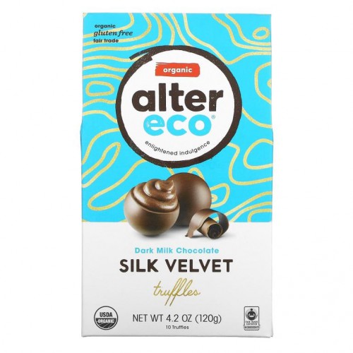 Alter Eco, 유기농 다크 밀크 초콜릿, 실크 벨벳 트러플, 4.2 oz (120 g)