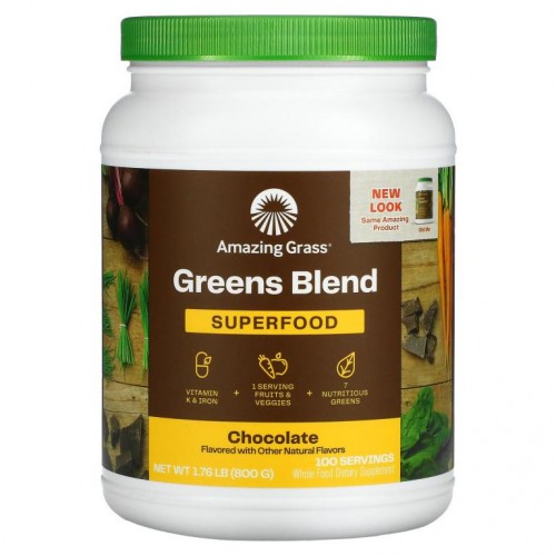 Amazing Grass, 그린 슈퍼푸드, 초콜릿 드링크 파우더, 28.2 oz (800 g)