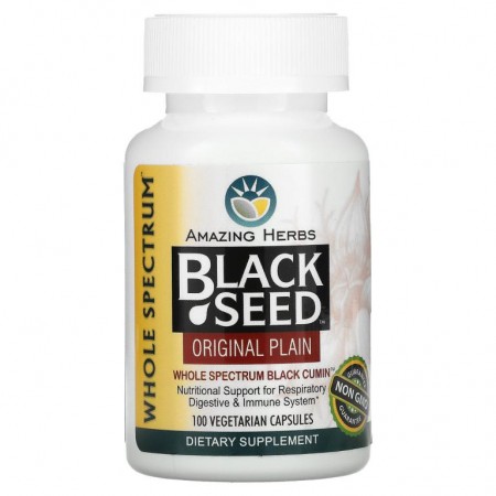 Amazing Herbs, Black Seed, 오리지널 플레인, 베지 캡슐 100정