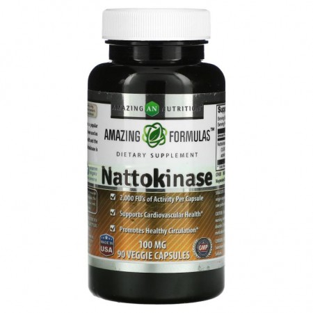 Amazing Nutrition, 나토키나아제, 100mg, 베지 캡슐 90정