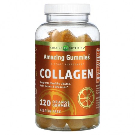 Amazing Nutrition, Amazing Gummies, 콜라겐, 오렌지, 구미젤리 120개
