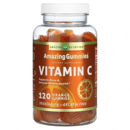 Amazing Nutrition, Amazing Gummies, 비타민C, 오렌지, 구미젤리 120개