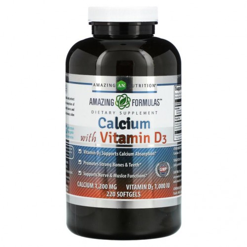 Amazing Nutrition, 비타민D3 함유 칼슘, 소프트젤 220정