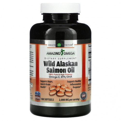 Amazing Nutrition, Wild Alaskan Salmon Oil, 2,000 mg, 180 Softgels