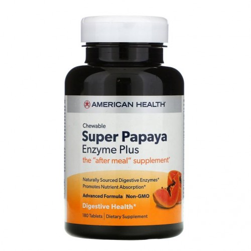 American Health, 슈퍼 파파야 Enzyme Plus, 츄어블 180정
