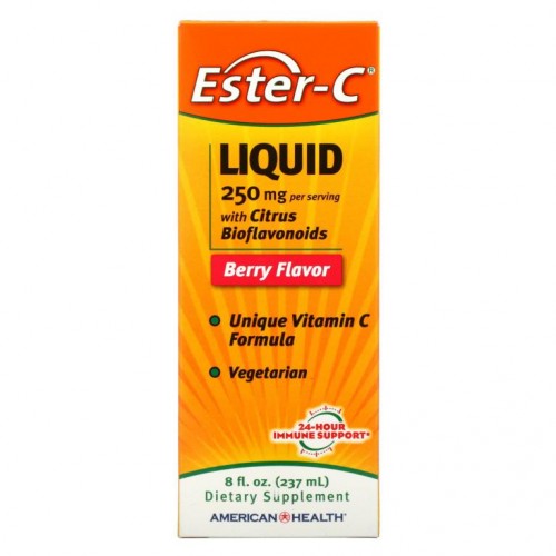 American Health, Ester-C 액상 보충제, 시트러스 바이오플라보노이드 함유, 베리 맛, 250mg, 237ml(8fl oz)