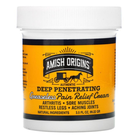 Amish Origins, 깊게 침투, 기름기 없는 통증 완화 크림, 3.5 oz (99.22 g)