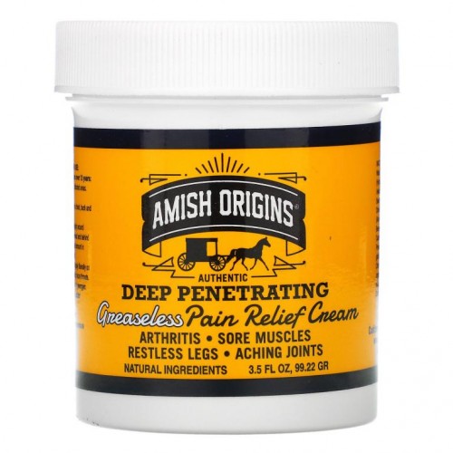 Amish Origins, 깊게 침투, 기름기 없는 통증 완화 크림, 3.5 oz (99.22 g)