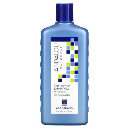 Andalou Naturals, 샴푸, 안티에이징, 얇은 모발용, 아르간 줄기세포, 340ml(11.5fl oz)