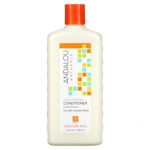 Andalou Naturals, 컨디셔너, 모이스처 리치, 부드럽고 매끄러운 윤기, 아르간 오일 & 시어버터, 340ml (11.5fl oz)