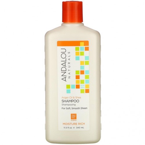 Andalou Naturals, 샴푸, 모이스처 리치, 부드럽고 매끄러운 윤기 나는 모발, 아르간오일 & 시어, 340ml(11.5fl oz)
