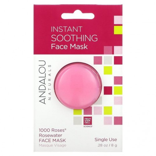 Andalou Naturals, 인스턴트 수딩, 1000 Roses 장미수 뷰티 페이셜 마스크, 8g(0.28oz)