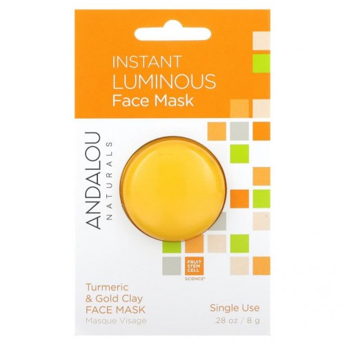 Andalou Naturals, 인스턴트 루미너스, 강황 및 골드 클레이 뷰티 페이스 마스크, 8g(0.28oz)