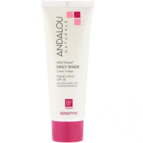 Andalou Naturals, 1000 Roses, 페이셜 로션, 데일리 셰이드, SPF 18, 민감성 피부용, 80ml(2.7fl oz)