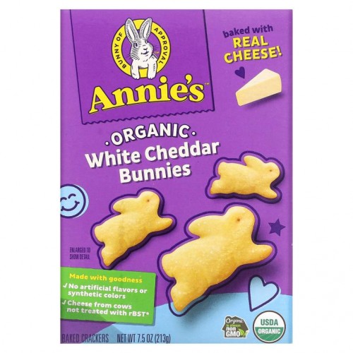Annie's Homegrown, Organic White Cheddar Bunnies, 구운 스낵 크래커, 213g(7.5oz)