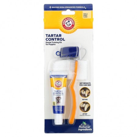 Arm & Hammer, 치석 관리, 강아지용 치아 트레이닝 키트, 바닐라 생강, 4개 키트