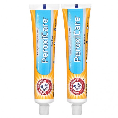 Arm & Hammer, PeroxiCare, 딥 클린, 충치 예방 불소 치약, 클린 민트, 트윈 팩, 각 170g(6.0oz)