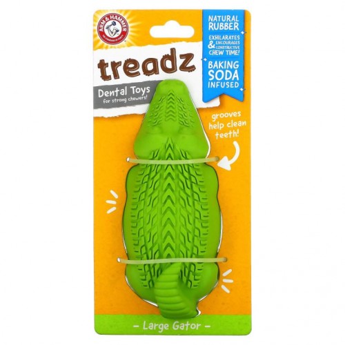Arm & Hammer, Treadz, Dental Toys For Strong Chewers, Large, Gator, 1 Toy