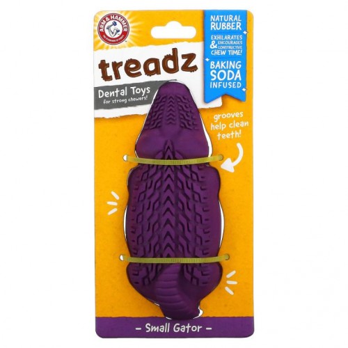 Arm & Hammer, Treadz, Dental Toys for Strong Chewers, Small, Gator, 1 Toy