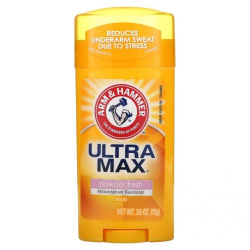 Arm & Hammer, UltraMax, 고형 발한제 데오도란트, 여성용, 파우더 프레시, 73g
