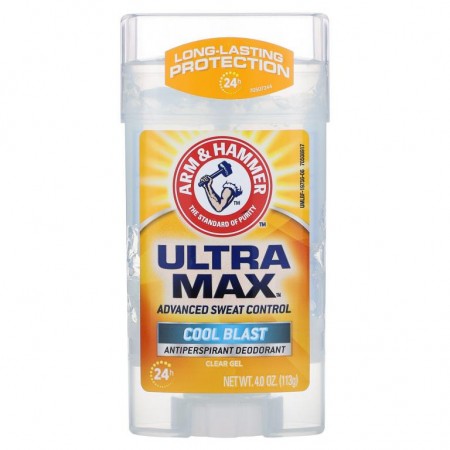 Arm & Hammer, UltraMax, 클리어 젤 땀 억제 데오드란트, 남성용, 쿨 블라스트, 4.0 oz (113 g)