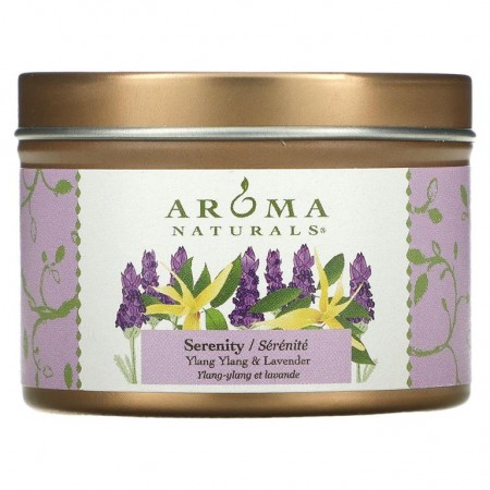 Aroma Naturals, Soy VegePure, 여행용 캔들, 세레니티, 일랑일랑 & 라벤더, 79.38g(2.8oz)