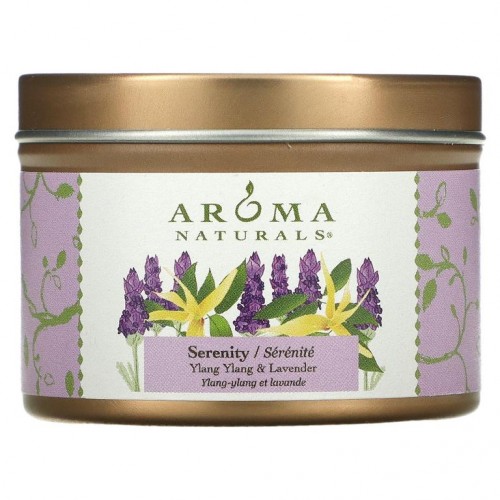 Aroma Naturals, Soy VegePure, 여행용 캔들, 세레니티, 일랑일랑 & 라벤더, 79.38g(2.8oz)