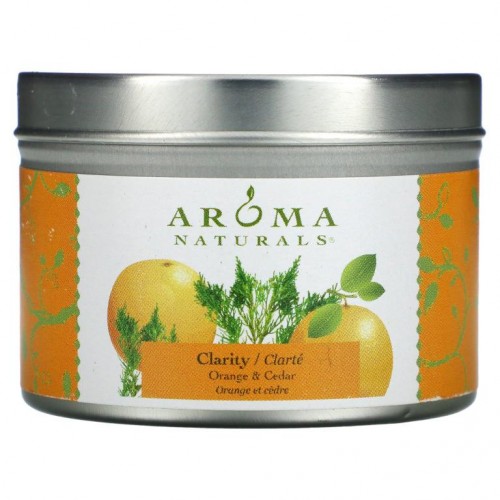 Aroma Naturals, Soy VegePure, 여행용 틴 캔들, 클래리티, 오렌지 & 삼나무, 79.38g(2.8oz)