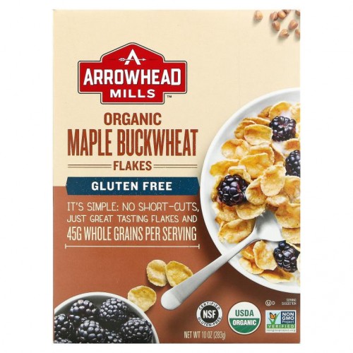 Arrowhead Mills, 유기농 메이플 메밀 플레이크, 글루텐 무함유, 283g (10 oz)