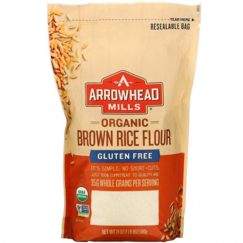 Arrowhead Mills, 유기농 현미 가루, 글루텐 무함유, 680g (1 lb)