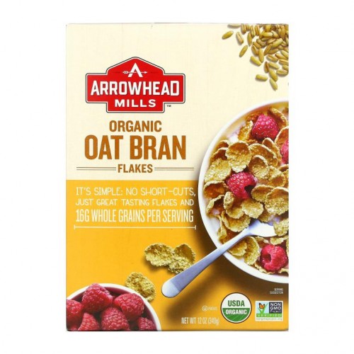 Arrowhead Mills, 유기농 귀리 겨 플레이크, 340g(12oz)