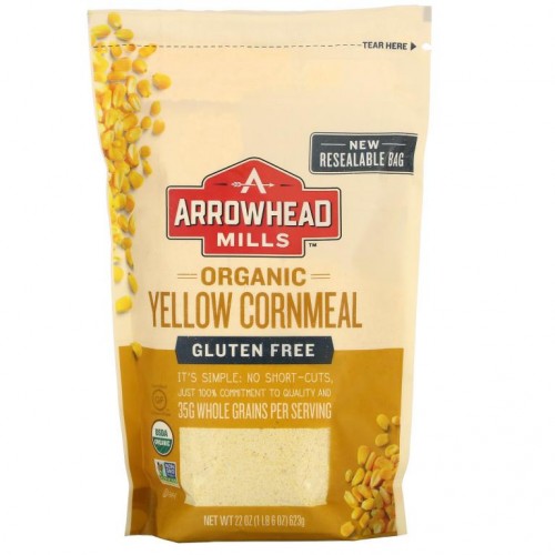 Arrowhead Mills, 유기농 노란 옥수수가루, 623g(22oz)