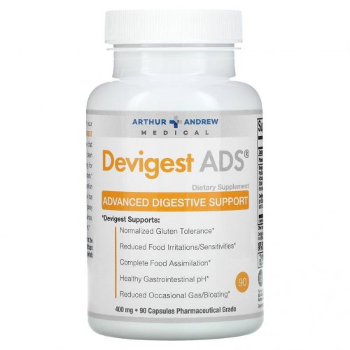 Arthur Andrew Medical, Devigest ADS, 고급 소화 지원, 400 mg, 캡슐 90정