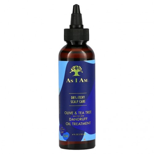 As I Am, Dry & Itchy Scalp Care, Dandruff Oil Treatment, Olive & Tea Tree, 4 fl oz (120 ml)
