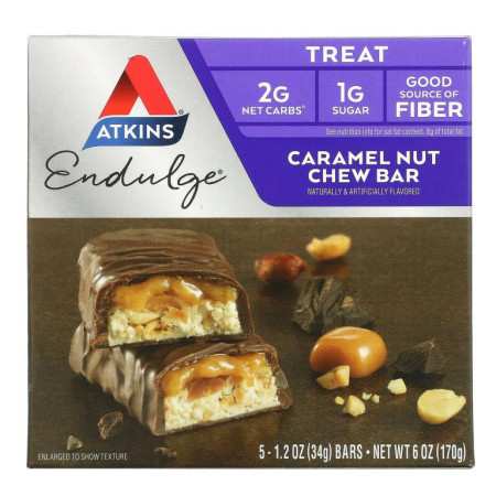 Atkins, Endulge, 캐러멜 너트 츄 바, 5개, 각 34g(1.2oz)