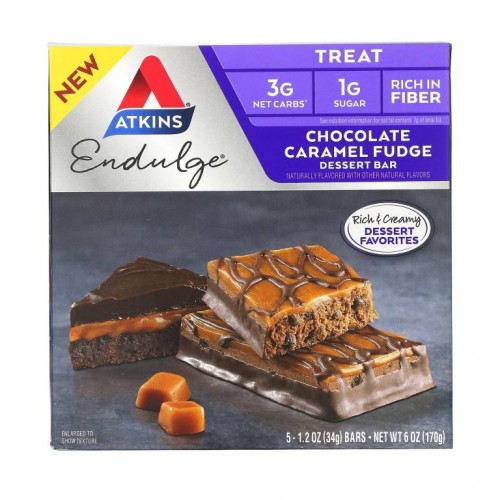 Atkins, Endulge, 초콜릿 캐러멜 퍼지, 바 5개입, 각 34g(1.2oz)