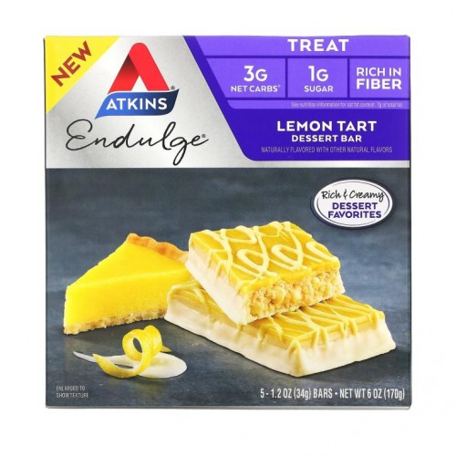 Atkins, Endulge, 레몬 타르트, 바 5개입, 개당 34g(1.2oz)