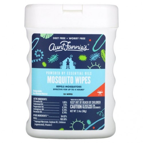 Aunt Fannie's, Mosquito Wipes, 25 Wipes
