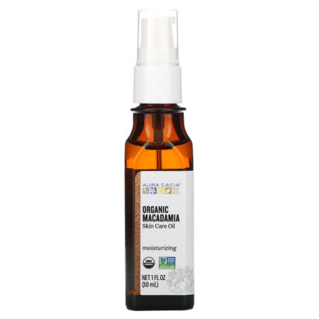 Aura Cacia, 퓨어 에센셜 오일, 유기농 천연 스킨케어, 마카다미아 오일, 30ml(1 fl oz)