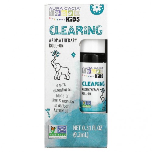 Aura Cacia, 키즈, 아로마테라피 롤온, 클리어링, 9.2ml (0.31 fl oz)