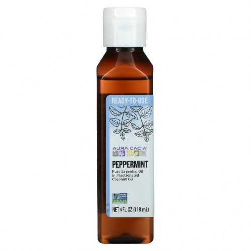 Aura Cacia, 순수 에센셜 코코넛 오일, 페퍼민트, 118ml (4 fl oz)