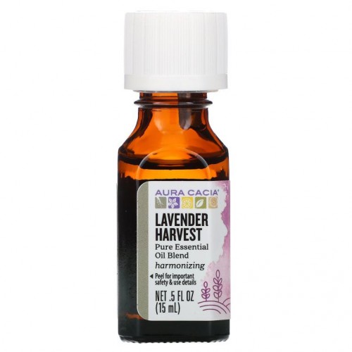 Aura Cacia, 순수 에센셜 오일 혼합, 라벤더 하비스트, 15ml(0.5fl oz)