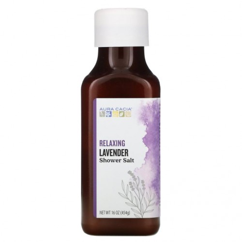 Aura Cacia, 샤워 솔트, 릴렉싱 라벤더, 454g(16oz)