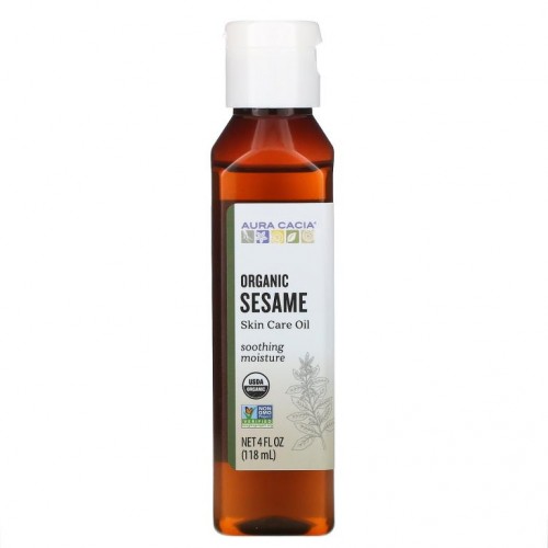 Aura Cacia, 유기농 스킨 케어 오일, 참깨, 4 액량 온스 (118 ml)