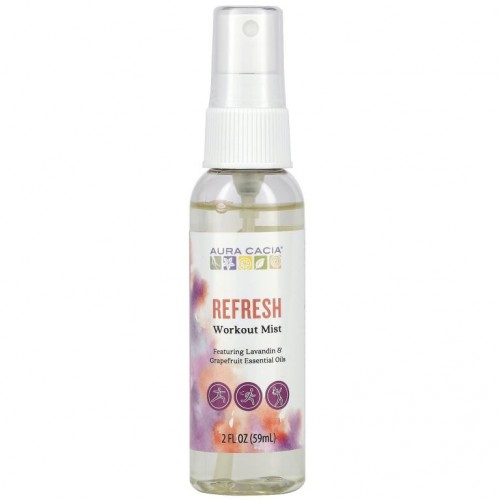 Aura Cacia, 운동 미스트, 리프레시, 59ml (2 fl oz)